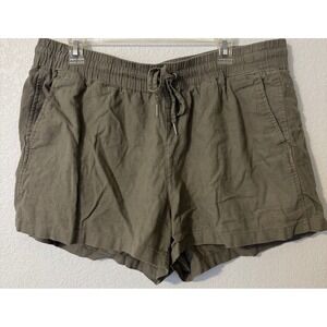 GAP Linen Blend Shorts Olive Green‎ Casual Drawstring Waist XL